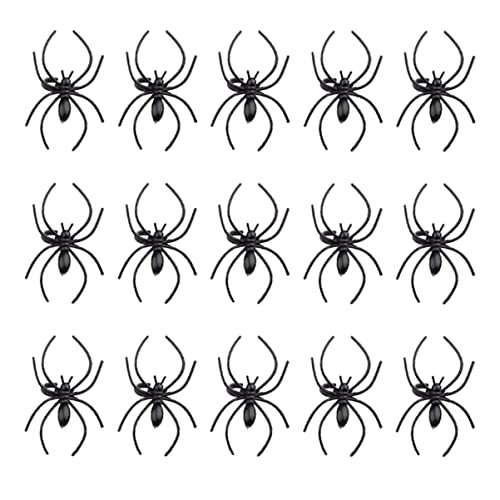 Vaguelly 50 Stück Spider Ringe aus Kunststoff für Halloween Partys Grusel Dekorationen Bar und Club Accessoires Kostüm und Cosplay Requisiten von Vaguelly