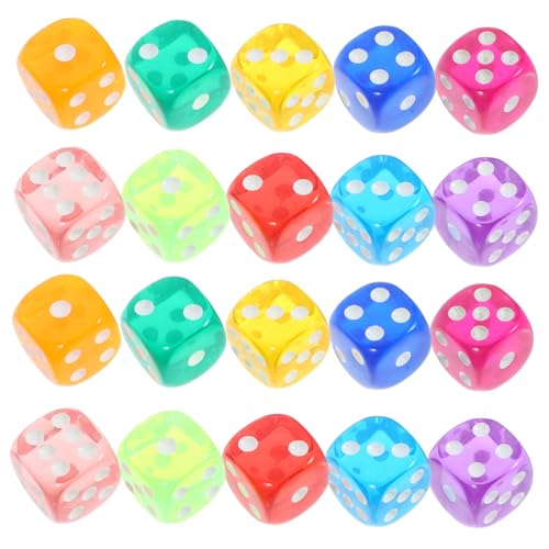 Vaguelly 50 Stück Transparente Farbige Acrylwürfel mit Abgerundeten Ecken Spielwürfel für Brettspiele Partyaccessoire Lustige Spiele für Farkle und Mathe Lehre von Vaguelly