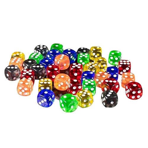 Vaguelly 50 Stück Transparente Farbige Würfel mit Abgerundeten Ecken Sechsseitige Spielwürfel für Partyspiele Brettspiele und Glücksspiel Vielseitiges Partyzubehör für von Vaguelly