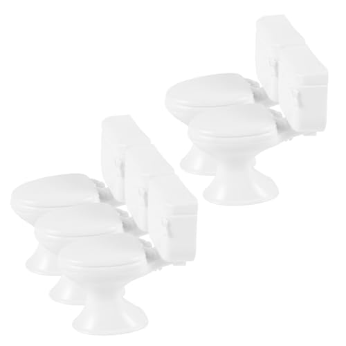 Vaguelly 112 Puppenhaus Zubehör Miniatur Badezimmer Ornament Töpfchentraining Toilettensitz Stilvolle Einzigartige Dekorative Mini-Toilette von Vaguelly