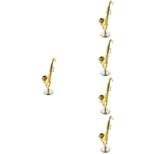 5st Zubehör Für Puppenhäuser Musik Dekor Mini-Saxophon-Modell Saxophonpfeife Saxophon Geschenke Miniatur-Saxophon Taschensaxophon Mini-Musical Möbel Legierung Kupferrohr Mann von Vaguelly