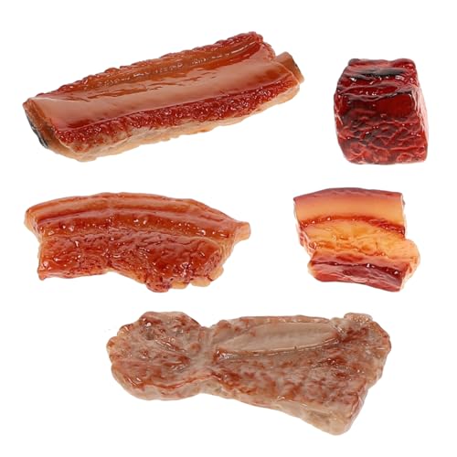 Vaguelly 5st Geschmorte Schweinefleisch-Ornamente Realistisches Schweinefleischdekor Schweinefleischscheibenmodell Ausstellungsmodell Für Schweinerippchen Dekoratives Modell Harz von Vaguelly