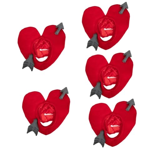 Vaguelly 5st Plüschkapuze Hut Cosplay-kostüme Herz Verkleiden Sich Cosplay-kostüm Hüte Anziehen Kostüm Herz Hüte Kostüm Hüte Amor-kostüm Amor-outfit Herzkappe Warm Halten Rot Kind von Vaguelly
