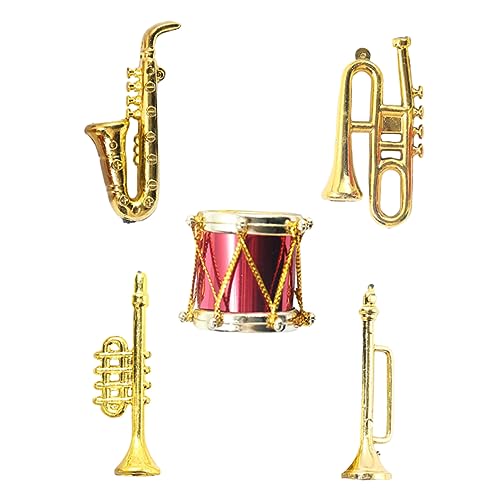 Vaguelly 5st Simuliertes Musikinstrument Mini-trompetenmodell Miniaturen Musikinstrumente Mini-hausdekorationen Für Winzige Dinge Mini-hausornamente Kinderspielzeug Golden Plastik von Vaguelly
