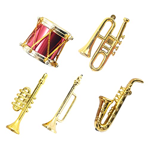 Vaguelly 5st Simuliertes Musikinstrument Miniaturen Mini-trompetenmodell Musikinstrumente Kinderspielzeug Simulationsspielzeug Aus Kunststoff Mini-Musikinstrument- Plastik Golden von Vaguelly