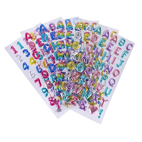 Vaguelly Alphabet-Aufkleber-Set Zahlen- Und Alphabet-Aufkleber Glitzernde Buchstaben-Aufkleber 3D-Aufkleber Für Dekoration Schulprojekte von Vaguelly
