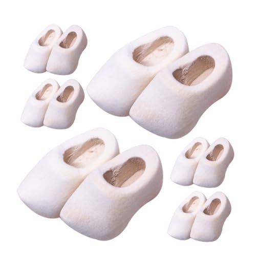 Vaguelly 6 Paare Miniatur Holzschuhe für Puppenhaus Dekoration Unvollendete Kleine Holzclogs DIY Mini Holzschuhe für Bastelprojekte und Puppenhaus Zubehör von Vaguelly