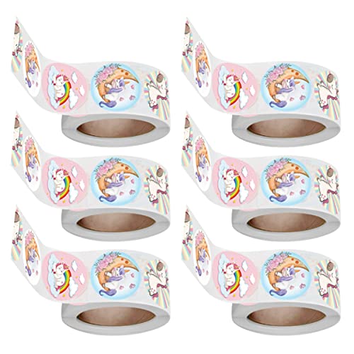 Vaguelly 6 Rollen Einhorn-Siegel dartscheibe mitgebsel esskleber gemüse aufbewahrung kindes Tieraufkleber Etikettenaufkleber Cartoon-Siegelaufkleber selbstklebendes Papier von Vaguelly