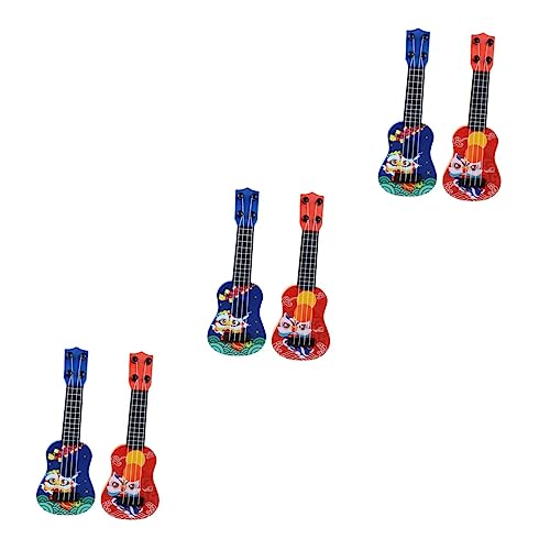 Vaguelly 6 STK Mini-Gitarre Ukulele-Spielzeug Für Die Frühe Bildung Musikalisches Spielzeug Instrumentenspielzeug Mädchen Abs Kind Kleine Gitarre von Vaguelly