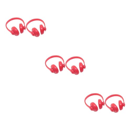 Vaguelly 6 STK Mini-Kopfhörer Valentinstagsgeschenke Feenhaus Computer-Headsets Spielzeuge Valentinsgrüße deko Ohrhörer Miniaturen Zubehör Puppenhaus schmücken Simulationspuppe Modell rot von Vaguelly