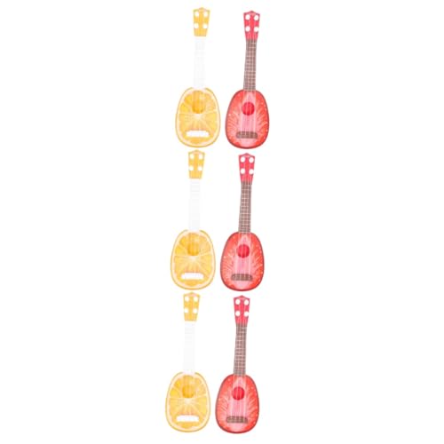 Vaguelly 6 STK Ukulele Gitarrenspielzeug Aus Kunststoff Musikalisches Spielzeug Frühes Musikalisches Lernspielzeug Gitarren-Spielzeug Babyspielzeug Modelle Kind Obst Plastik Instrument Rot von Vaguelly