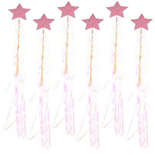 Vaguelly 6 STK Weihnachtsbaum-Stirnband Party Engelsstabstab Engel Stern Zauberstab Sternstabstab Feenstab Zauberstab Für Mädchen Feenhafter Zauberstab Sternenstab Feenstock Rosa Regen von Vaguelly