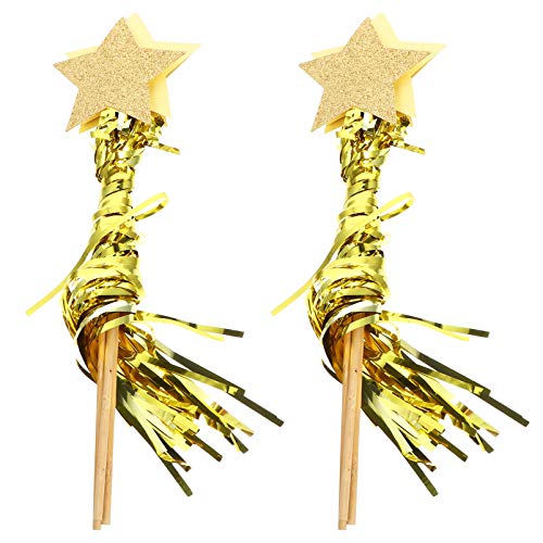 Vaguelly 6 STK Zauberstab der Regenfee Braut, um Luftballons zu Sein Abschlussball Zeichen Halloween mitgebsel wampir Halloween Partyfee Zauberstab Halloween-Sterne-Zauberstab Holz Golden von Vaguelly