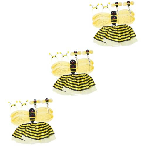 Vaguelly 6 Sets Kleine Biene Requisiten Kinderanzug Make-Up-Stirnbänder Bienenhaarbänder Bienen-Tutu-Kostüm Performance-Kleidung Performance-Kleidung Kinderkleidung Kinderkleider von Vaguelly