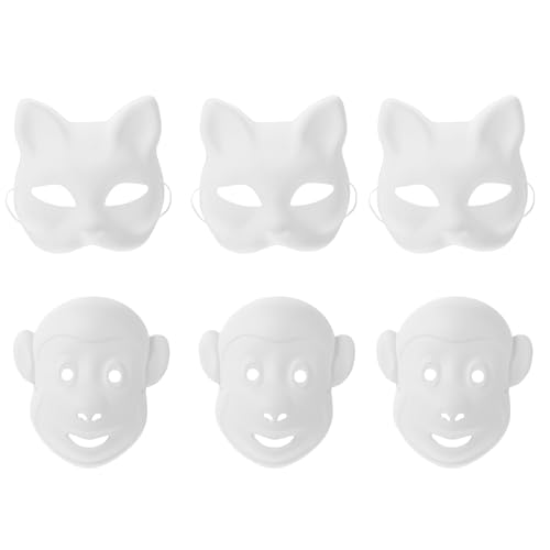 Vaguelly 6 Stk DIY-Maske Masken DIY-Party schmücken Partydekorationen Dekorationen für Maskerade-Partys white mask Partymaske Maskerade-Requisite Maskerade Gesichtsmaske Papier Weiß von Vaguelly