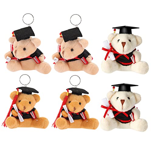 Vaguelly 6 Stück Abschlussbärenpuppe plüschbär Bär Schlüsselanhänger Plüsch Danksagung klein Plüschspielzeug hängend Schule Plüsch Bär Ornament Flauschiger Schlüsselanhänger Kawaii Keychain von Vaguelly