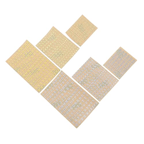 Vaguelly 6 Stück Alphanumerische Aufkleber Goldene Buchstabenaufkleber Nagelaufkleber Laptopaufkleber Buchaufkleber DIY Aufkleber Handkontoaufkleber Selbstklebende von Vaguelly