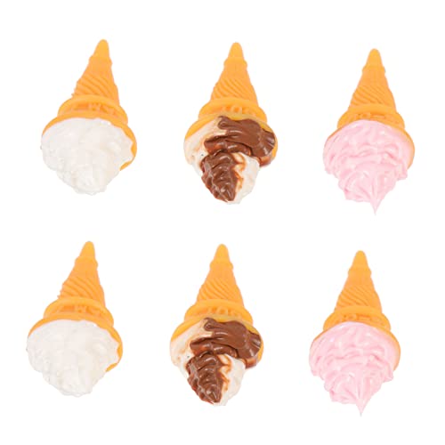 Vaguelly 6 Stück Eiskegelmodell Eiscreme Dekorationen vor, Spiel zu Scoop Mini Modell Einer Eistüte Puppenhaus- Puppenhaus kleine Eisfigur Harz von Vaguelly