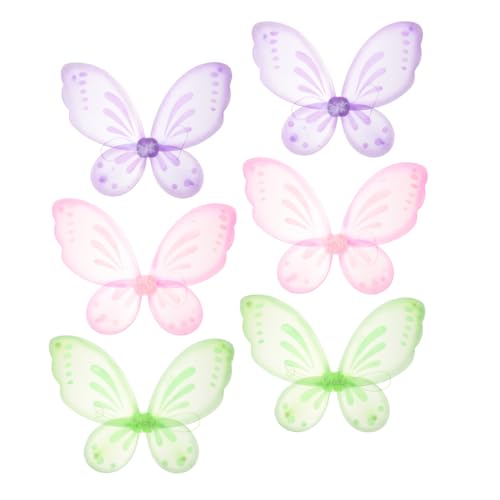 Vaguelly 6 Stück Feenflügel Für Mädchen Kleid Kostüm Schmetterling Party-flügel-stütze Feenflügel Für Feenflügelkinder Flügel Cosplay Kinderfeenflügel Cosplay Feenflügel Nylon von Vaguelly