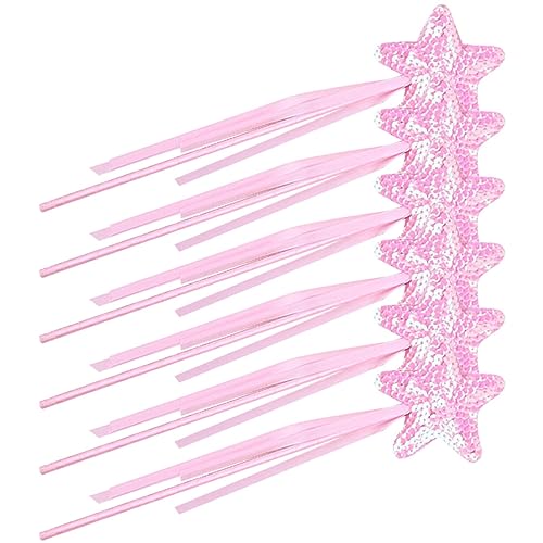 Vaguelly 6 Stück Glitzernde Feenstäbe Sternform Magische Zauberstäbe für Partys Cosplay und Rollenspiele mit Kreativer Ribbons Dekoration von Vaguelly