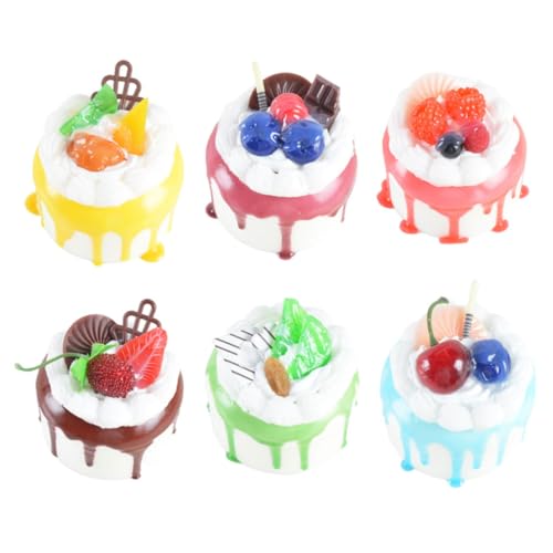Vaguelly 6 Stück Kuchen-Modell Realistischer Simulationskuchen Dekorierter Kunstkuchen zur Ausstellung künstliche Nahrungsmittel zur Ausstellung Kuchendekoration Faux Cake Pu von Vaguelly