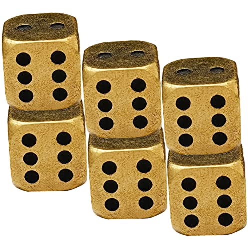 Vaguelly 6 Stück Messingwürfel Runenwürfel Lügner Würfelspiel Würfel Einzigartige Würfel Würfeln Würfel- Spezielle Würfel Schwarze Würfel Seltsame Würfel Golden von Vaguelly