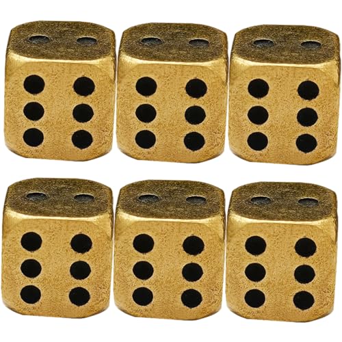 Vaguelly 6 Stück Messingwürfel Spiel Würfel- Seltsame Würfel Große Würfel Würfelturm Einzigartige Würfel Schwarze Würfel Spezielle Würfel Mehrseitige Würfel Riesige Würfel Golden von Vaguelly