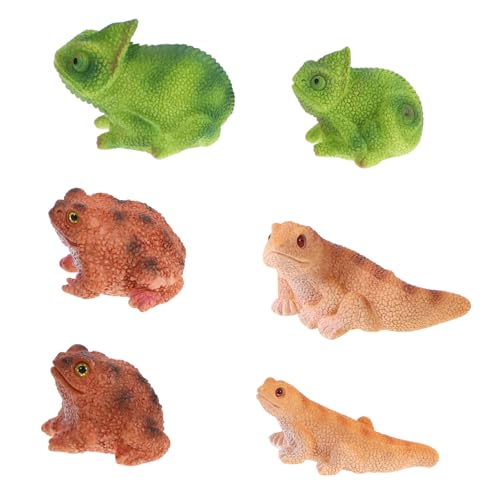 Vaguelly 6 Stück Mikrolandschaftstiere Mini-eidechsenfiguren Realistisches Reptilienmodell Mini-Frosch-gartendekoration Eidechsen-miniaturstatue Süße Eidechsenfiguren Harz von Vaguelly
