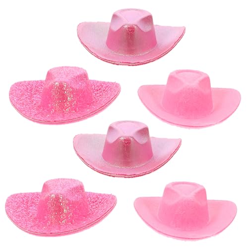 Vaguelly 6 Stück Mini Cowboy Hüte Dekorative Miniaturhüte für Puppenhaus Bastelprojekte und Partys Rosa und Filzhüte für Cowgirl Geburtstage und Western Themenveranstaltungen von Vaguelly