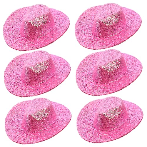 Vaguelly 6 Stück Mini Cowgirl Hüte für Puppen Süße Miniatur Partyhüte für Puppenhaus Dekoration und Kostümpartys von Vaguelly