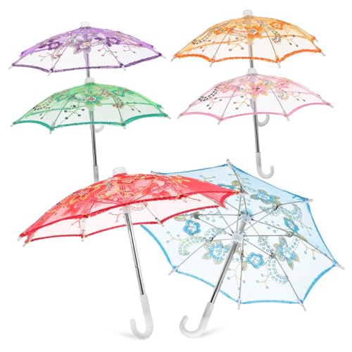Vaguelly 6 Stück Mini Dekorative Regenschirm Schmücken Lux-Satin Regenschirmfächer Faltschirme Regenschirm Klar Kleine Regenschirme Minischirme Zur Dekoration Klein Spitze von Vaguelly