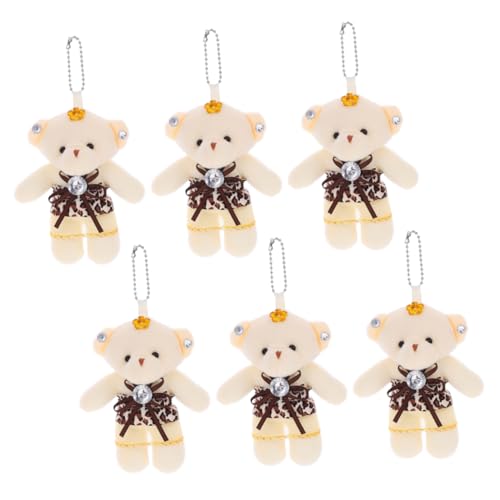 Vaguelly 6 Stück Mini Plüschbären Schlüsselanhänger Kleine Stofftiere für Taschen Rucksäcke Handtaschen und Diy Deko Hochwertige Weiche Hänge Ornamente Tiefbraun von Vaguelly