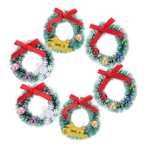 Vaguelly 6 Stück Mini Weihnachtskranz Puppenhaus Deko Weihnachtskranz für Mikro Landschaften Dekoration für Fenster und Bäume Langlebig und Vielseitig Einsetzbar von Vaguelly