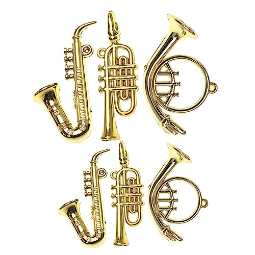 Vaguelly 6 Stück Miniatur Musikinstrumente Teiliges Puppenhaus Zubehör mit Saxophon für Miniaturdekorationen Partygeschenke für Musikliebhaber von Vaguelly