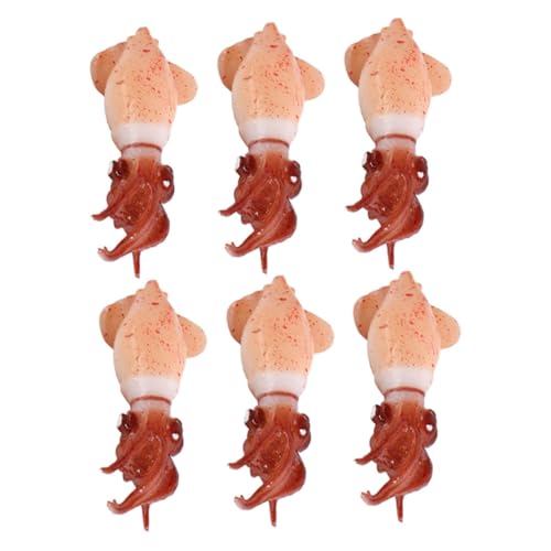 Vaguelly 6 Stück Spielzeug Gefälschte Figuren Modell Gefälschte Lebensmittel Meeres Figuren Künstliche Calamary Gefälschte Meerestier von Vaguelly