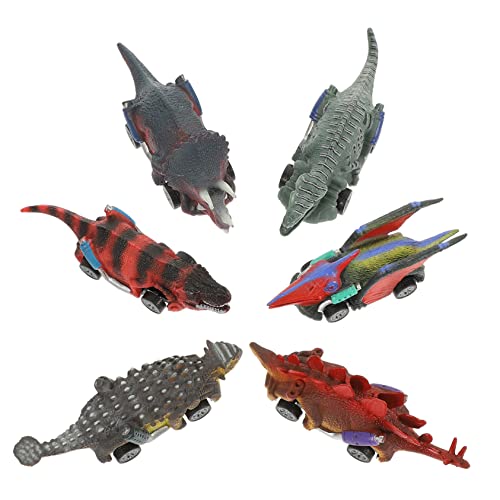 Vaguelly 6 Stück Teiliges Dinosaurier Aufziehauto Set aus Strapazierfähigem Realistische Modelle Spielerisch Kognitive Fähigkeiten Fördernd für Jungen und Ab Jahren von Vaguelly