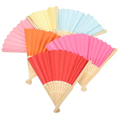 Vaguelly 6 Stück Teiliges Faltbare Handfächer aus Papier DIY Fächer für Tanz Hochzeiten Partys Blanko Design zur Individuellen Gestaltung Buntes für Kinderzimmer und Anlässe von Vaguelly