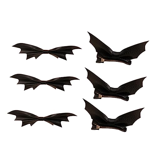 Vaguelly 6 Stück Teiliges Halloween Haarschmuck Fledermaus Haarklammern aus Leder Party Kopfschmuck für Damen und Halloween Kostüm Accessoire Schwarz von Vaguelly