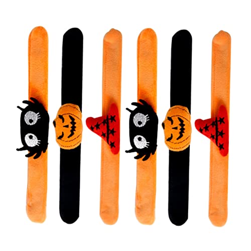 Vaguelly 6 Stück Teiliges Halloween Slap Armband für Sichere Bequeme Schnapparmbänder mit Kürbis Hexenhut und Spinnenmotiven Leichte Partyaccessoires für Kindergeburtstag und Festlichkeiten von Vaguelly