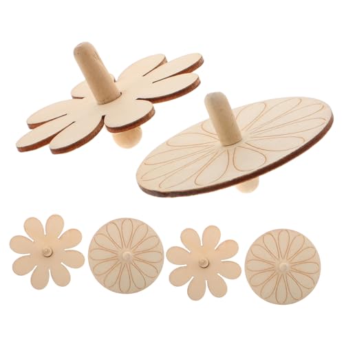 Vaguelly 6 Stück Teiliges Holz Bastelset für Naturbelassene Unbemalte DIY Spinning Tops aus Holz Kreatives Malspielzeug für Jungen und Mädchen Fördert Fantasie und Handwerkliche Fähigkeiten von Vaguelly