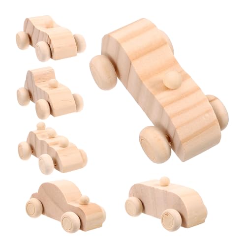 Vaguelly 6 Stück Teiliges Holzautos zum Bemalen Unfertige DIY Spielzeuge für Kreative Handwerksmaterialien für Gestaltung von Vaguelly