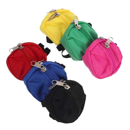Vaguelly 6 Stück Teiliges Mini Puppenrucksack mit Reißverschluss Tragbare Miniatur Schulranzen für Puppen Vielseitiges Zubehör für Rollenspiele und Kreatives Drinnen und Draußen von Vaguelly