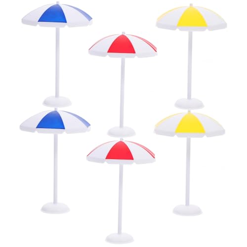 Vaguelly 6 Stück Teiliges Mini Strandsonnenschirm Bunte Große Miniatur Sonnenschirme für Puppenhaus Deko Vielseitige Leicht zu Reinigende Landschafts Dekoration für Zuhause und Büro von Vaguelly