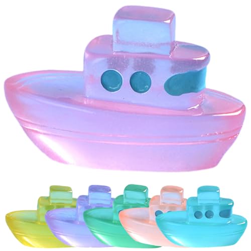 Vaguelly 6 Stück Teiliges Miniatur Boot Ornamente Leuchtende Boot Figuren aus Resin für Garten Dekoration Puppenhaus und Mikrolandschaften von Vaguelly