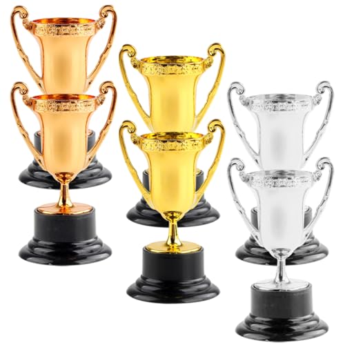 Vaguelly 6 Stück Teiliges Plastik Trophäen Gold Silber Bronze Auszeichnungen für Sportveranstaltungen Party Dekoration und Spiele Hochwertige Trophäen von Vaguelly