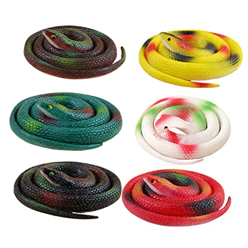Vaguelly 6 Stück Teiliges Realistische Gummischlangen Lebensechte Spielzeugschlangen aus Langlebigem Sicherem Gummi Farblich Gemischt für Halloween Partys und Scherze von Vaguelly