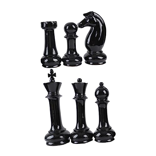 Vaguelly 6 Stück Teiliges Schach Ornament Schwarze Keramik Figuren für Büro und Wohnraumdekoration Elegante Details Langlebig und Vielseitig für Schreibtisch und Wohnzimmer von Vaguelly