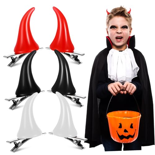 Vaguelly 6 Stück Teiliges Teufelshorn Haarspangen aus Leichtem Harz für Halloween Vielseitig Einsetzbar für Updos und Offene Frisuren Stabile Alligatorclips für Sicheren Niedliche Dämonen von Vaguelly
