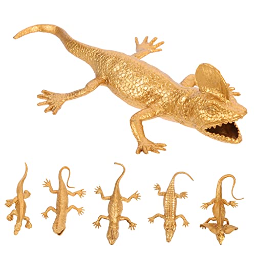 Vaguelly 6 Stück Tierfiguren Eidechsenfigur Spielzeugtiere Tierspielzeug für kinderspielzeug Toys for raumdeko Goldtiere basteln Tiere Dekoration Plastik von Vaguelly
