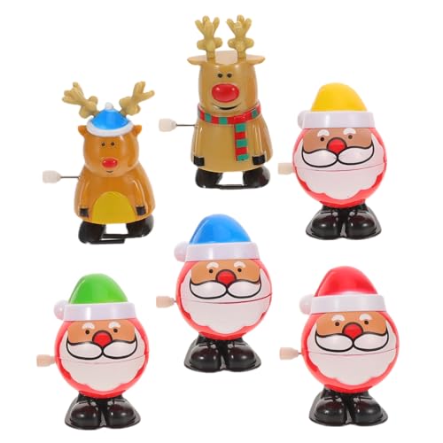 Vaguelly 6 Stück Weihnachtskette Kinderspielzeug Liefern Aufwinden Cartoon-aufwickelspielzeug Aufziehspielzeug Kinderparty Gefälligkeiten Windup Rentier Metall von Vaguelly